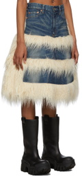 Junya Watanabe Blue Fake Fur Denim Skirt