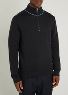 PS Paul Smith Half-zip Fine Cotton-knit Jumper Navy