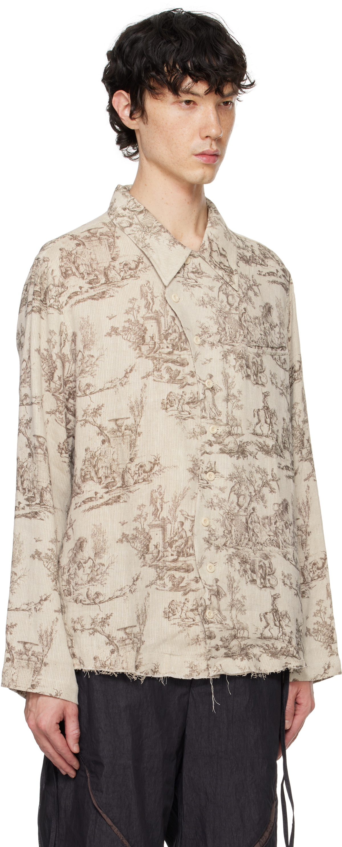 Professor.E Beige Seasonal Print Shirt
