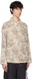 Professor.E Beige Seasonal Print Shirt