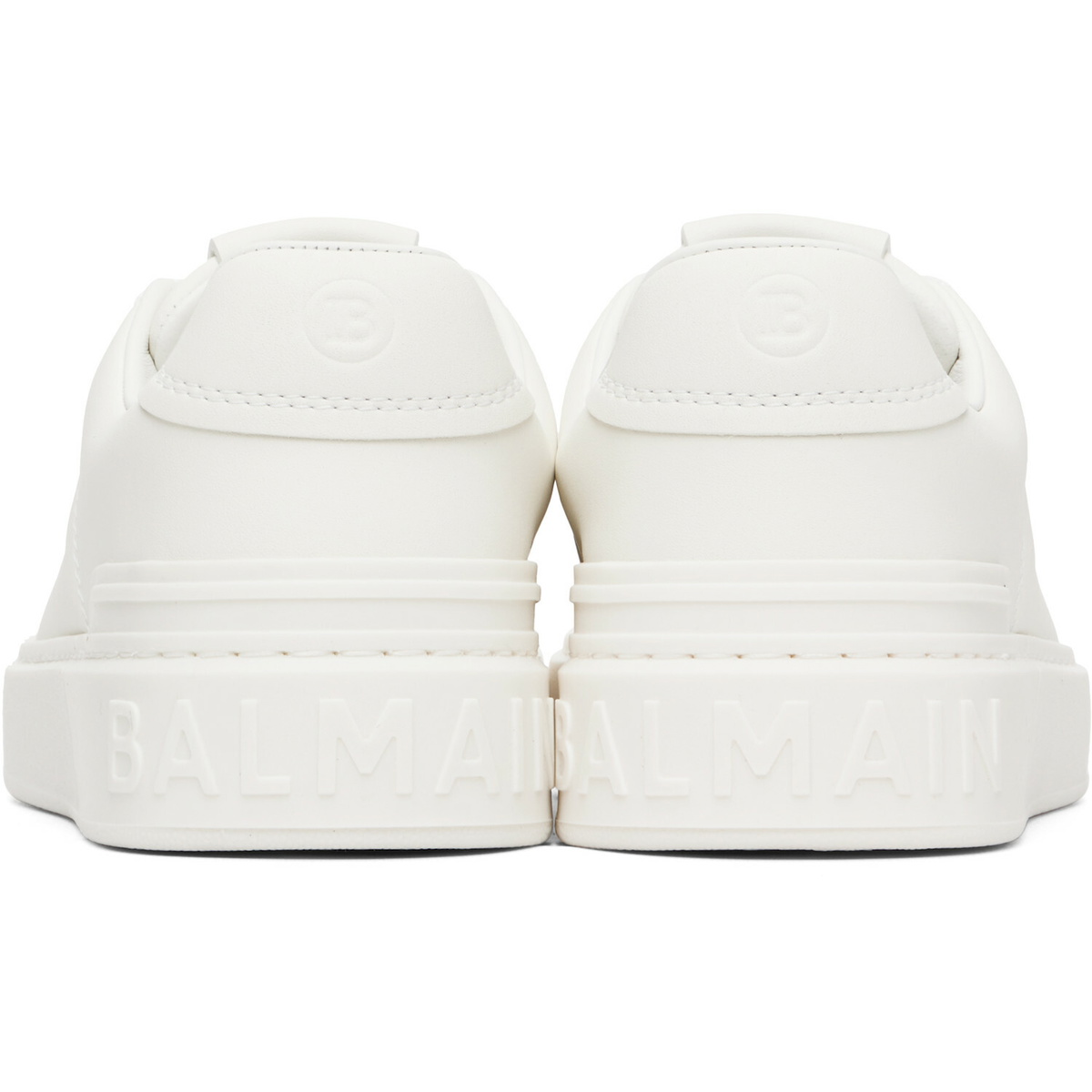 BALMAIN White B-Court Calfskin Sneakers