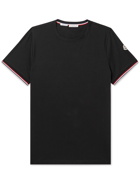 Moncler - Slim-Fit Logo-Appliquéd Contrast-Tipped Cotton-Blend Jersey T-Shirt - Black