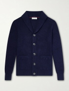 Brunello Cucinelli - Shawl-Collar Ribbed Cotton Cardigan - Blue