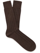 TOM FORD - Ribbed Cashmere Socks - Brown