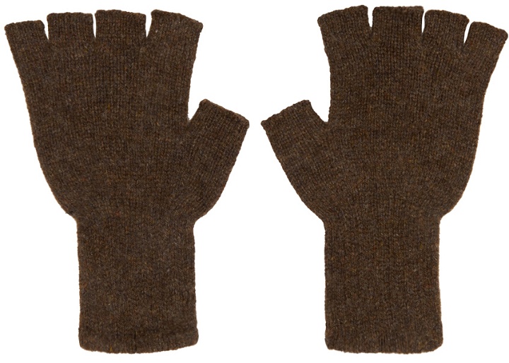 Photo: The Elder Statesman SSENSE Exclusive Brown Fingerless Gloves