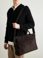 Métier - Closer All Day Full-Grain Leather-Trimmed Suede Briefcase