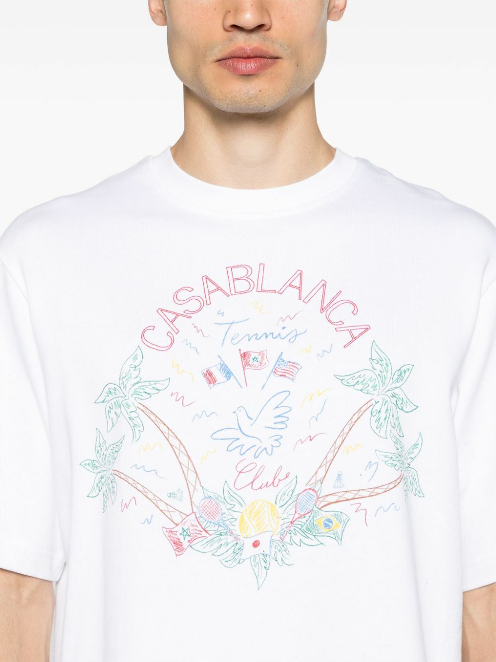 Casablanca White Logo Embroidery Organic Cotton T-Shirt