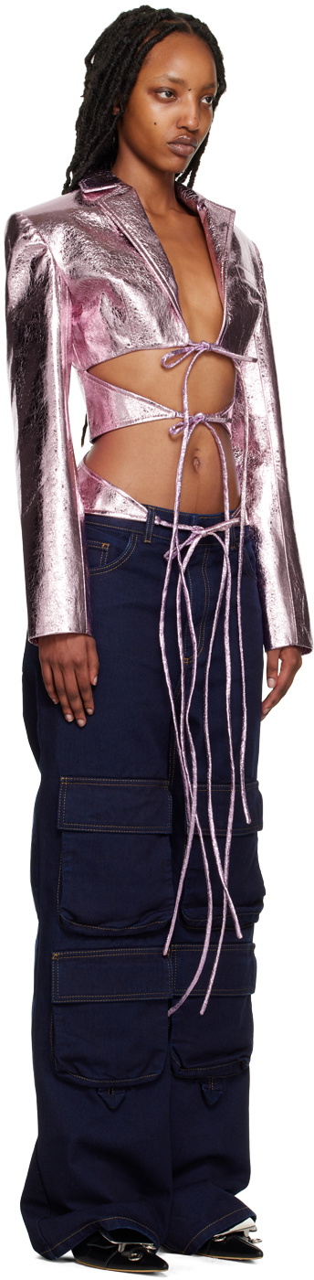 Lado Bokuchava Purple Mirror Shibari Faux-Leather Blazer