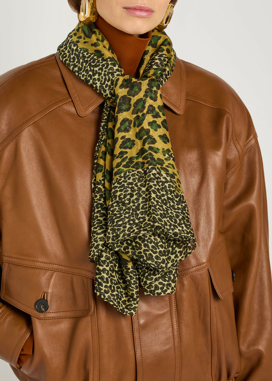 Saint Laurent Leopard-print Silk Scarf - Multicoloured - One Size