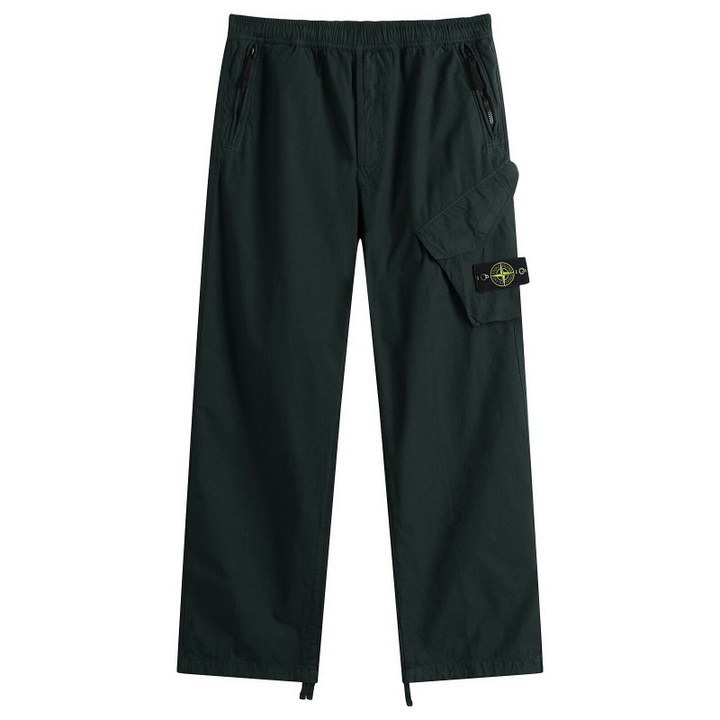 Photo: Stone Island Men's Canvas Weave Cotton Trousers in Dark Green