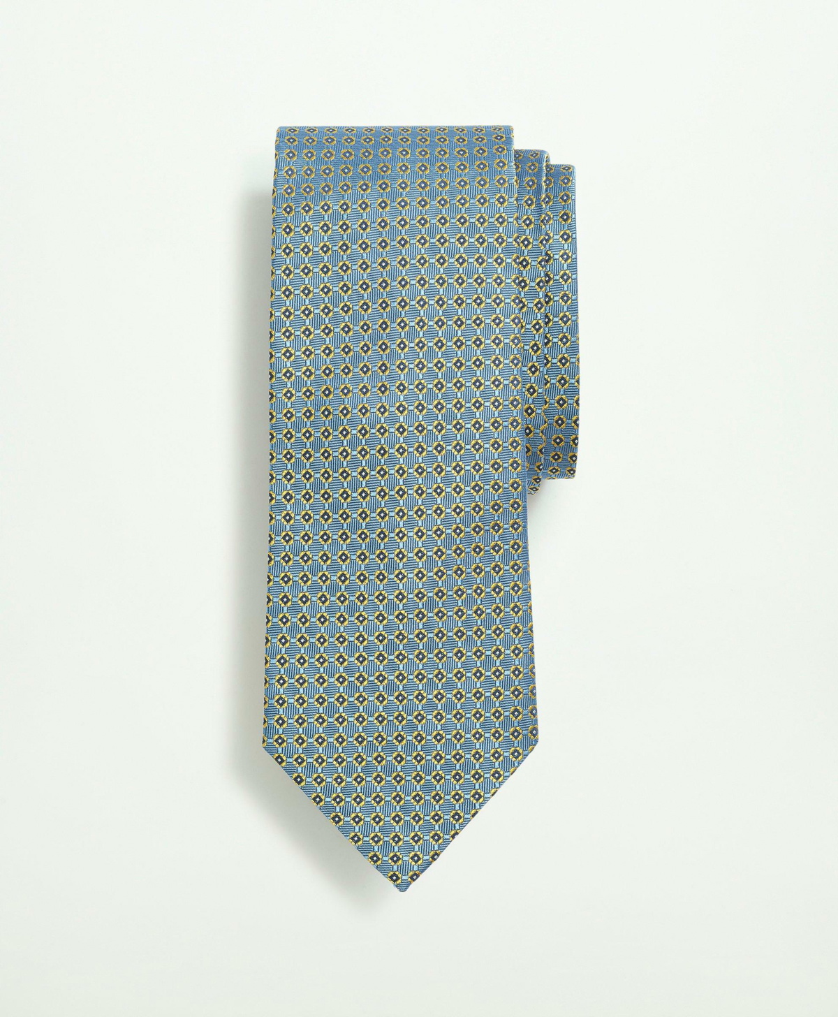 Brooks Brothers Men's Silk Woven Mini Geo Pattern Tie | Light Blue