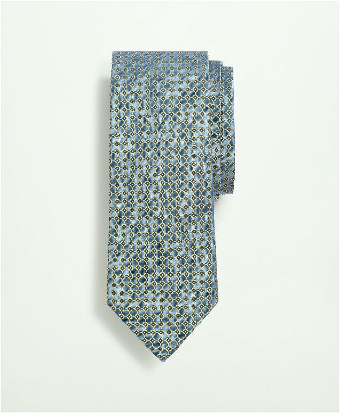 Photo: Brooks Brothers Men's Silk Woven Mini Geo Pattern Tie | Light Blue