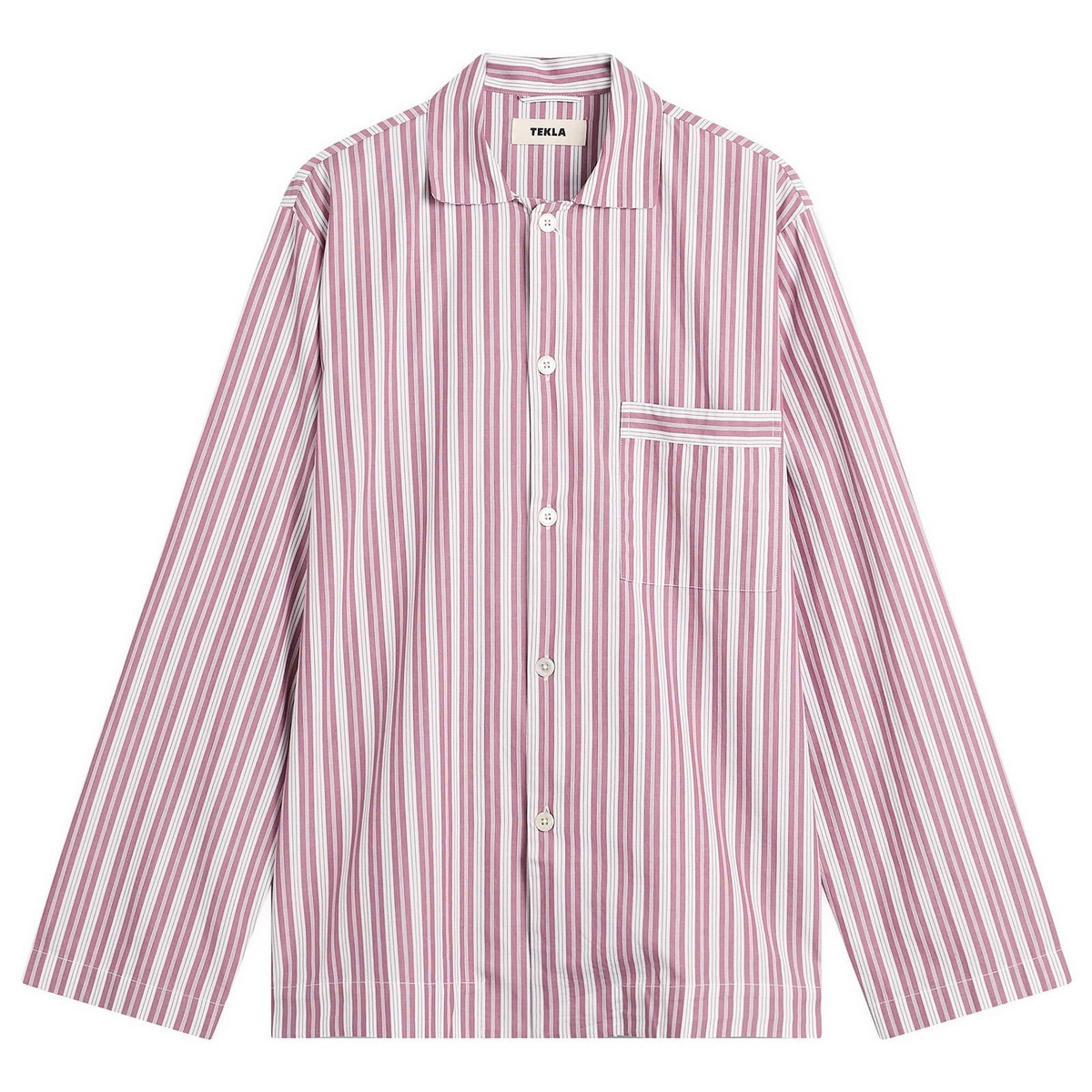 Tekla Fabrics Sleep Shirt in Rhubarb Stripes