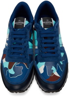 Valentino Garavani Blue Camouflage Rockrunner Sneakers