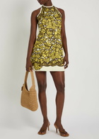 Alemais Mona Printed Halterneck Hemp Mini Dress Yellow