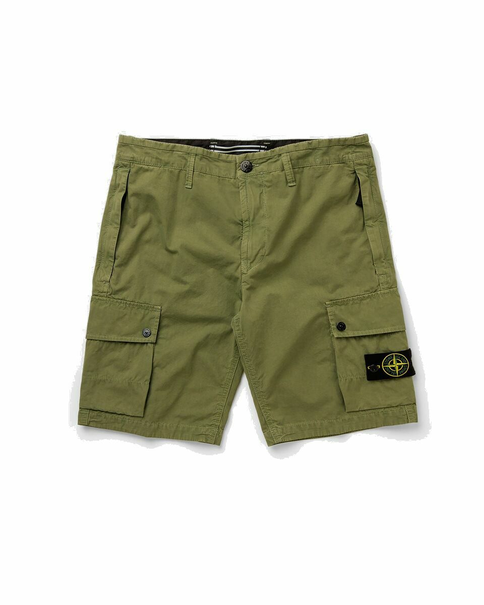 Photo: Stone Island Slim Bermuda Brushed Cotton Canvas Green - Mens - Cargo Shorts