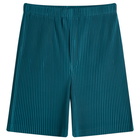 Homme Plissé Issey Miyake Men's Pleated Shorts in Teal Green