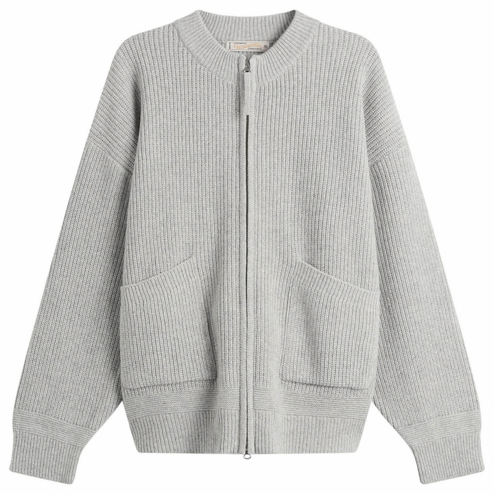 Photo: FrizmWORKS Men's Wool Deck Zip Cardigan in Light Gray