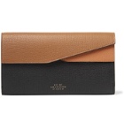 Smythson - Colour-Block Full-Grain Leather Travel Wallet - Brown