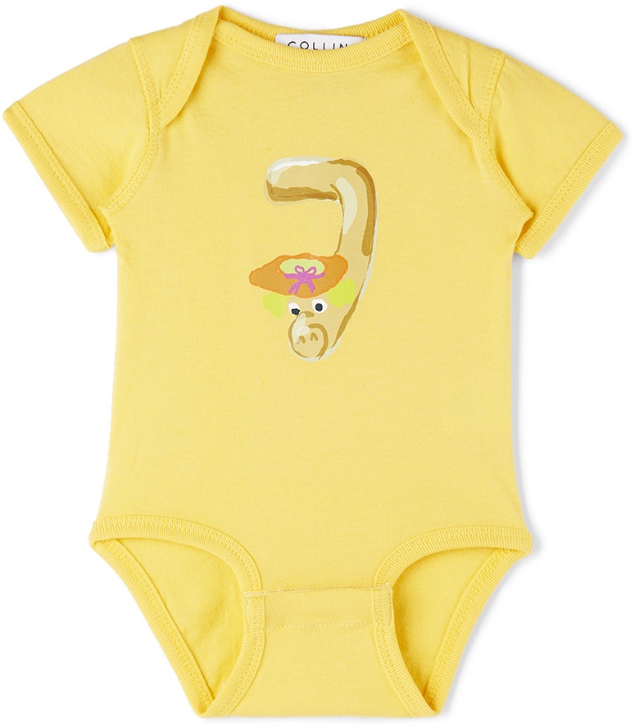Photo: Collina Strada SSENSE Exclusive Baby Yellow Worm Printed Bodysuit