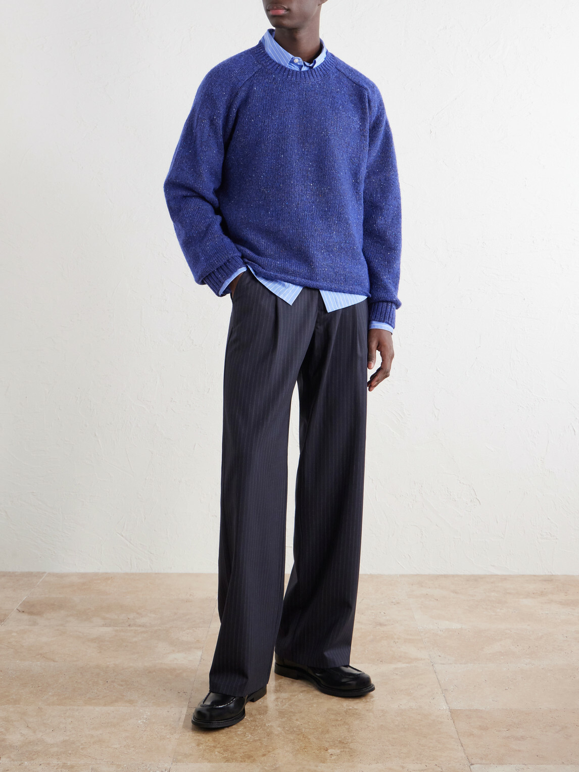 NN07 - Jim 60074 Wool-Blend Knitted Crewneck - Blue