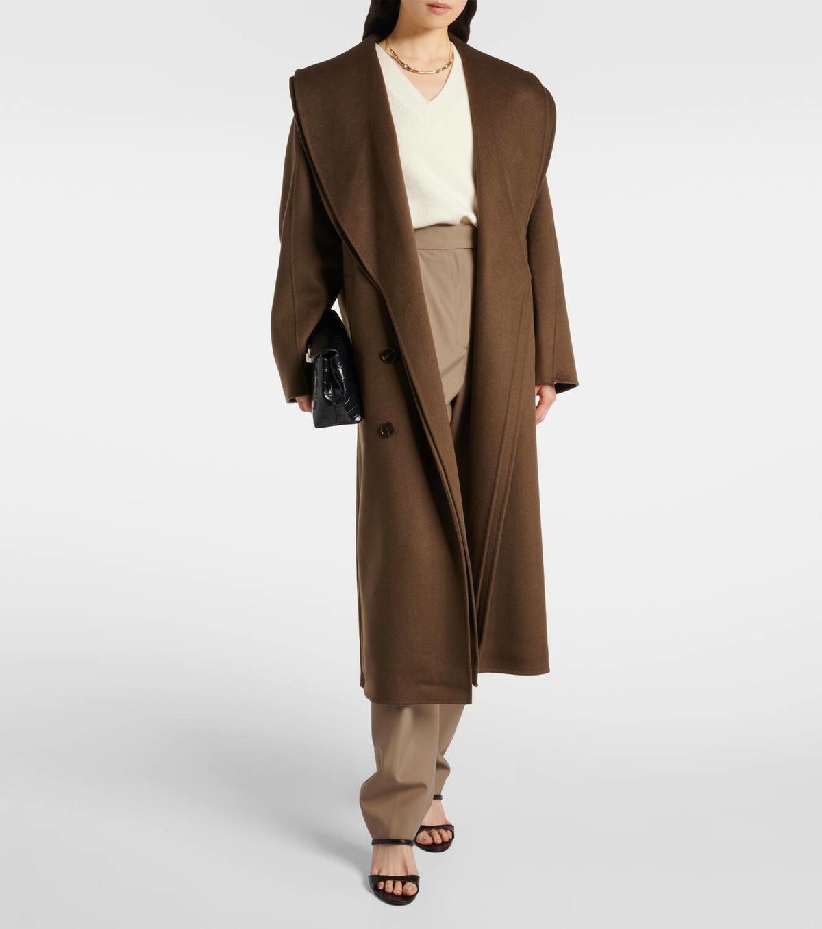 Róhe Scarf-detail wool coat
