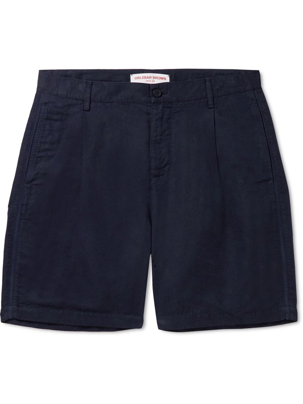 Photo: Orlebar Brown - Searose Straight-Leg Long-Length Pleated Linen-Blend Swim Shorts - Blue