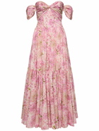 GIAMBATTISTA VALLI - Printed Poplin Draped Maxi Dress