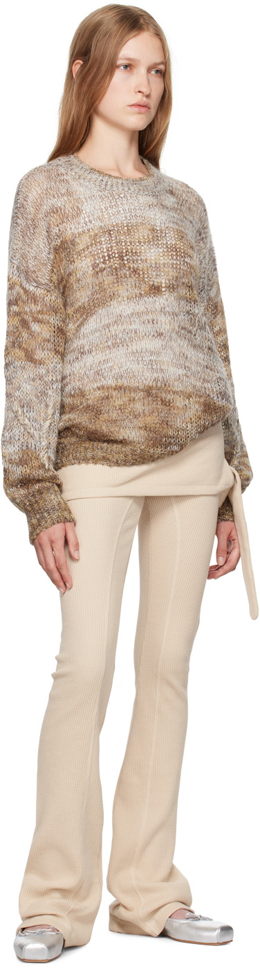 OPEN YY Off-White Waffle Skirt Layered Lounge Pants OPEN YY