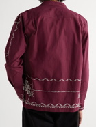 BODE - Trellis Embroidered Cotton Shirt - Burgundy
