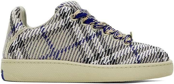 Photo: Burberry Taupe Check Knit Box Sneakers