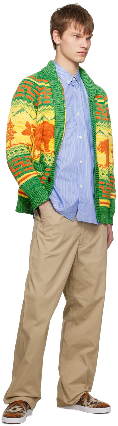 Junya Watanabe Green Button-Up Cardigan