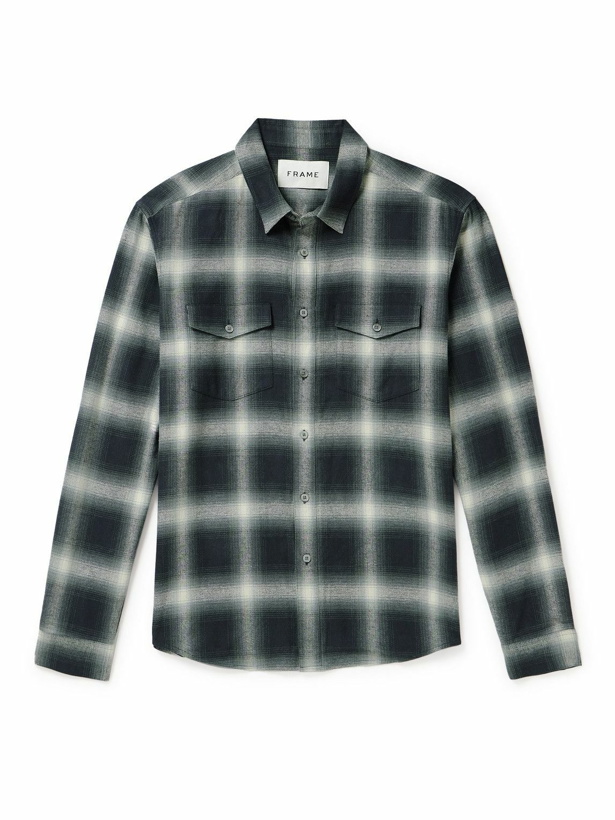 Photo: FRAME - Checked Brushed Cotton-Flannel Shirt - Gray