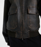 The Row Adonis shearling-trimmed leather jacket