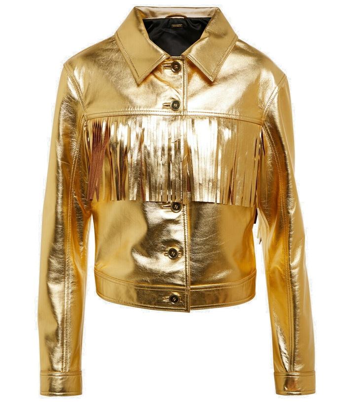 Photo: Dodo Bar Or Fringed metallic leather jacket