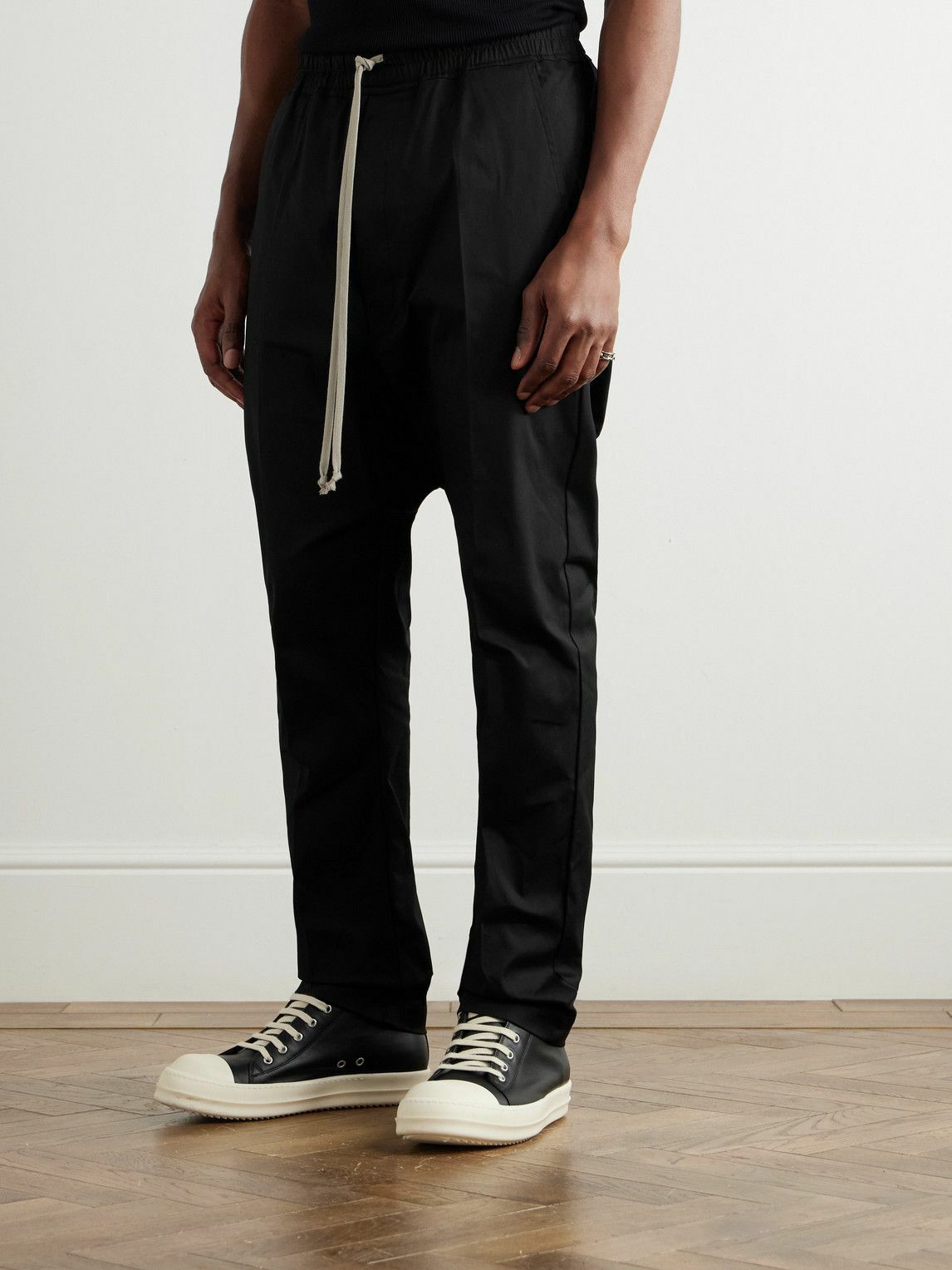 Rick Owens - Tapered Cotton-Blend Poplin Trousers - Black