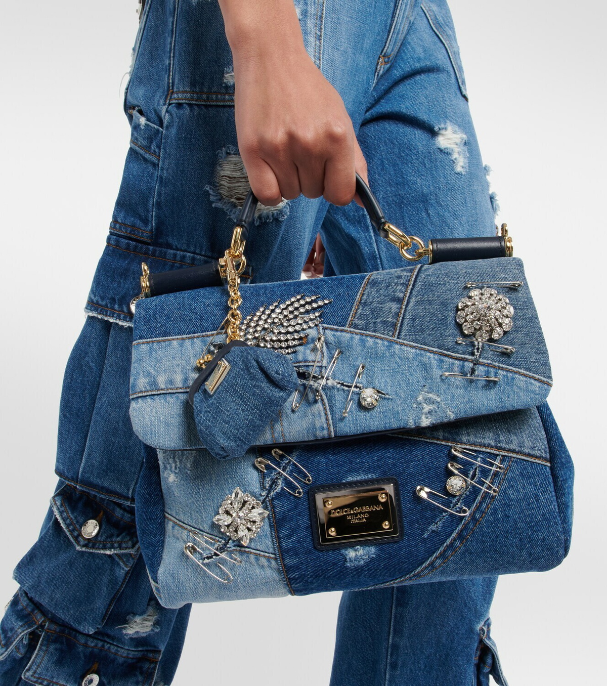 Dolce&Gabbana - Sicily embellished denim tote bag Dolce & Gabbana
