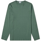 Sunspel Men's Long Sleeve Crew Neck T-Shirt in Dark Green