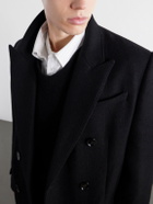 AMI PARIS - Double-Breasted Virgin Wool-Gabardine Coat - Black