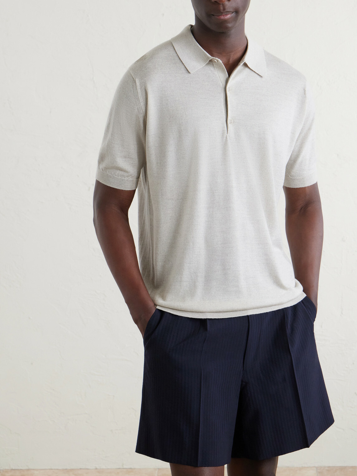 John Smedley - Macloud Knitted Merino Wool Polo Shirt - Neutrals