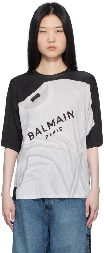 Photo: Balmain Black & White Loose Optical Illusion Print T-shirt