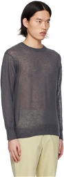 AURALEE Gray Sheer Sweater