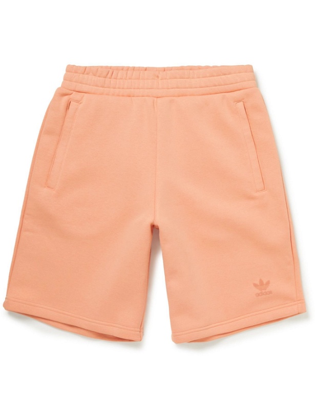 Photo: adidas Originals - Logo-Flocked Cotton-Blend Jersey Shorts - Orange