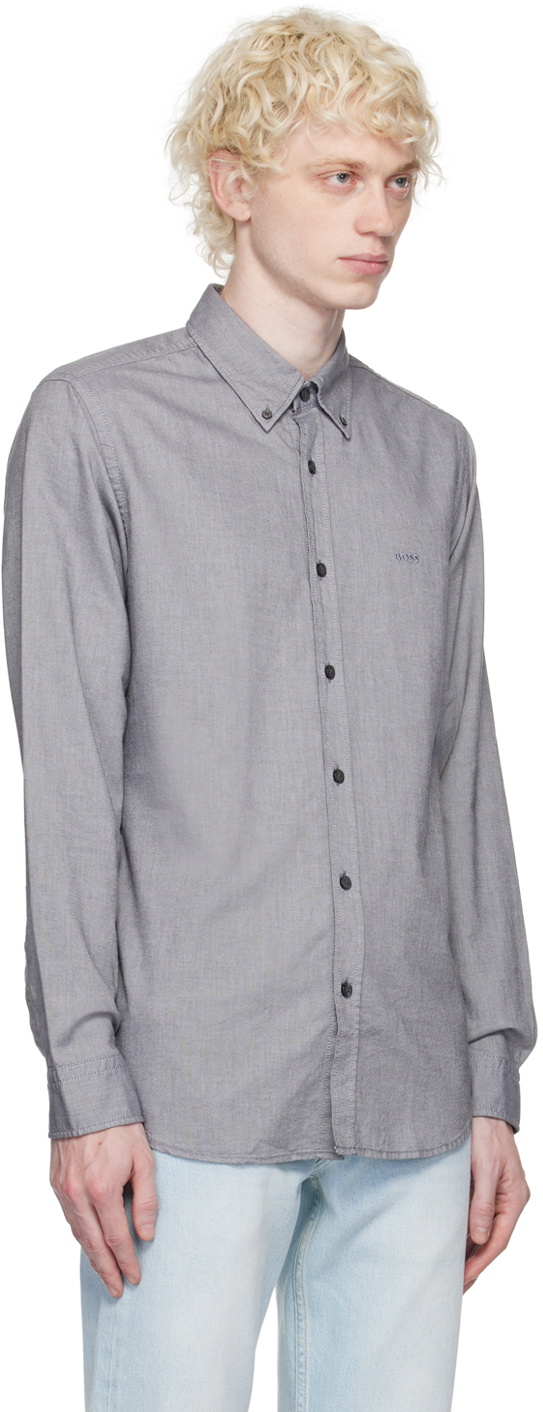 BOSS Gray Embroidered Shirt BOSS