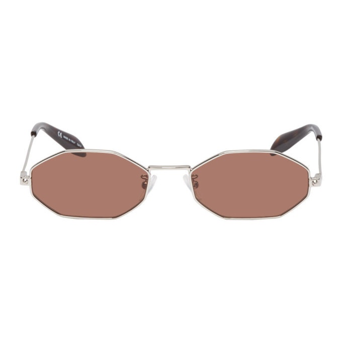 Photo: Alexander McQueen Silver Octagonal Piercing Sunglasses