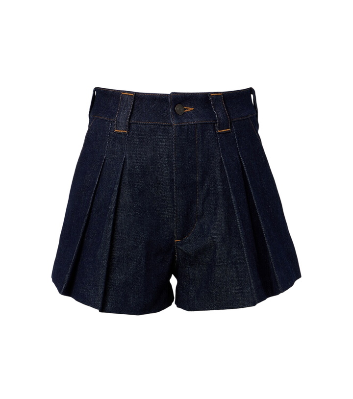 Photo: Frame Structural pleated denim shorts