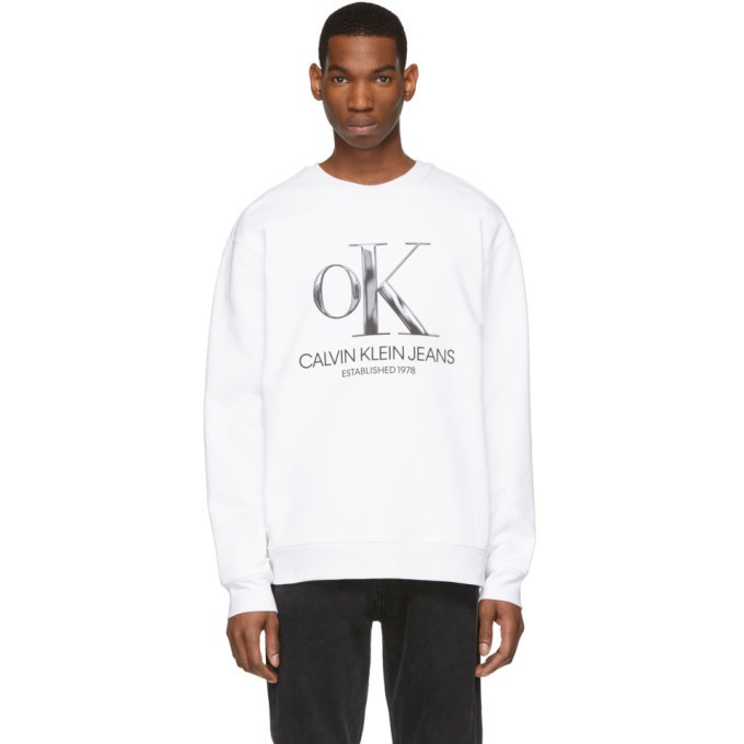 Photo: Calvin Klein Jeans Est. 1978 White OK Logo Sweatshirt