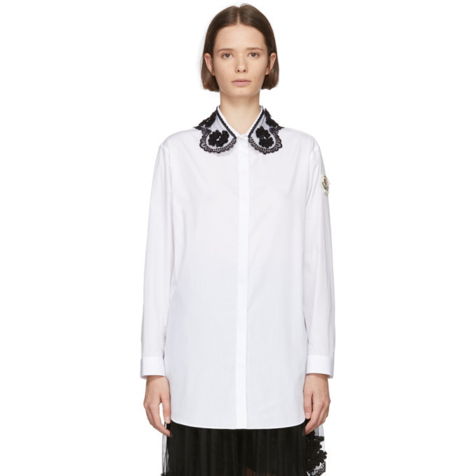 Photo: Moncler Genius 4 Moncler Simone Rocha White Embroidered Collar Shirt