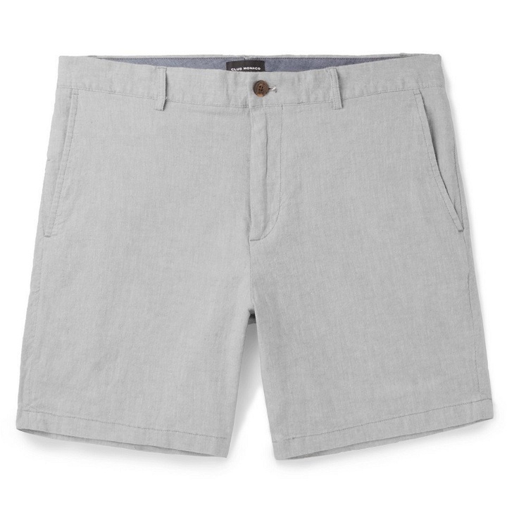 Photo: Club Monaco - Baxter Slim-Fit Stretch Linen and Cotton-Blend Chambray Shorts - Gray