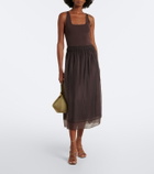 Vince Shirred rIbbed-knit midi dress